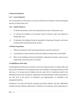 1.4 Research objectives
1.4.1
General objective
The overall objective of this study is to assess the effectiveness of domesti