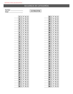SECUENCIA DE CATEGORÍAS 
 
  C F N C F N 
 
 
    1 C F N O 
 
    33 C F N O 
    2 C F N O 
 
    34 C F N O 
    3 C F N O
