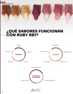 ¿QUÉ SABORES FUNCIONAN 
CON RUBY RB1?
PARTE 1
TO
DO
 SO
BRE RUBY
10
Aceite de sésam
o
Vinagre balsám
ico
Salsa de soja
M
enta