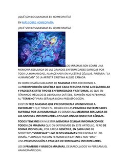 (http://www.pinturayartistas.com/la-humanidad)¿QUÉ SON LOS MIASMAS EN HOMEOPATÍA?
EN MÁS SOBRE HOMEOPATÍA
¿QUÉ SON LOS MIASM