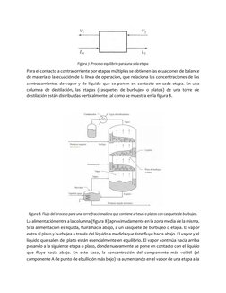 Figura 7. Proceso equilibrio para una sola etapa 
Para el contacto a contracorriente por etapas múltiples se obtienen las e