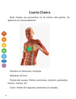 10 
 
 
Cuarto Chakra 
Este chakra se encuentra en el centro del pecho. Su 
apertura es hacia adelante. 
Nombre en Sánscrit