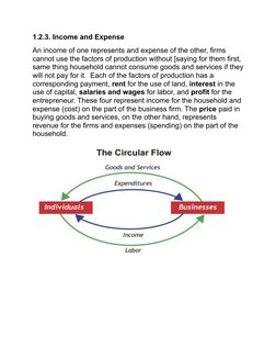 1.2.3. Income and Expense
An income of one represents and expense of the other, firms 
cannot use the factors of production w