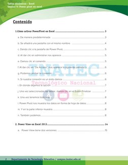 Tablas dinámicas - Excel
Unidad V: Power pivot en excel
Departamento de Tecnología Educativa / campus.inatec.edu.ni
2
Conteni