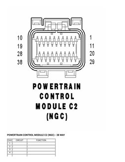 POWERTRAIN CONTROL MODULE C2 (NGC) - 38 WAY
CAV
CIRCUIT
FUNCTION
1
-
-
2
-
-
3
-
-
4
-
-
