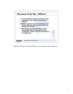 5
Anadrill Sugar Land Learning Center - SLC
Schlumberger
Anadrill
Placement of the Rig - Offshore
G The main difference betwe