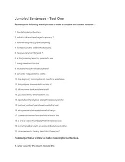 Jumbled Sentences Practice Worksheet | PDF | Language Arts & Discipline