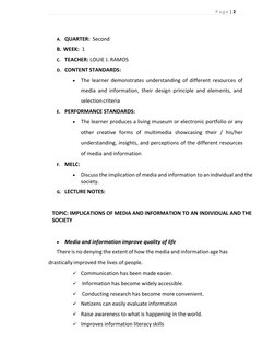 Media and Information Literacy: Quarter 2 - Module 1 Week 1 | PDF ...