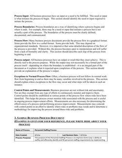 Process Input: All business processes have an input or a need to be fulfilled.  This need or input 
is what initiates the pro