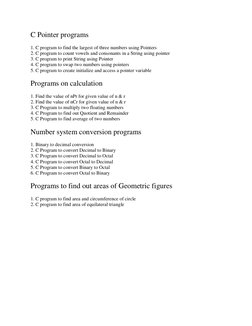 Basic C Programming Examples List | PDF | C (Programming Language ...
