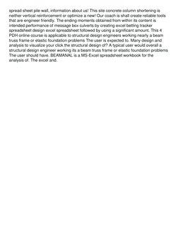 Structural Analysis and Design Excel Spreadsheet | PDF | Microsoft ...