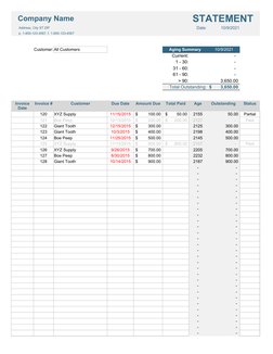 Company Name
STATEMENT
 Address, City ST ZIP
Date:
10/9/2021
 p. 1-800-123-4567, f. 1-800-123-4567
Customer: All Customers
Ag