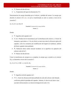 UNIVERSIDAD TÉCNICA DE AMBATO
FACULTAD DE INGENIERÍA CIVIL Y MECÁNICA

N: Numero de días del mes.

t ac: Temperatura del ag