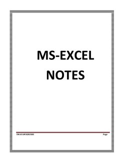 MS-EXCEL
NOTES
SWAYAM KRUSHI
Page 

