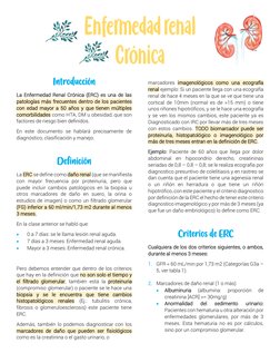 Introducción 
La Enfermedad Renal Crónica (ERC) es una de las 
patologías más frecuentes dentro de los pacientes 
con e