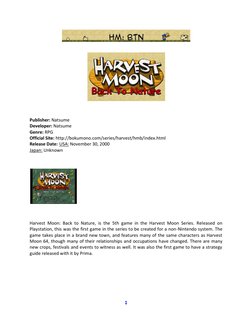 Harvest Moon Back To Nature Complete Guide Book | PDF | Nature