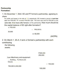 Partnership Formation and Capital Balances | PDF | Expense | Debits And ...