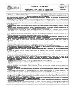 CÓDIGO:  
Z-PR-10.003.002 
 
GESTION DE LABORATORIOS 
 
VERSIÓN: 0.0 
 
PROCEDIMIENTO PROGRAMA DE VERIFICACIÓN Y 
CALIBRACIÓN