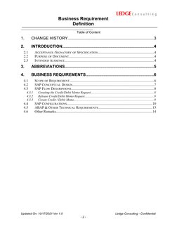 Business Requirement
Definition
                                                                           
Table of Content
