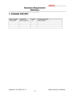 Business Requirement
Definition
                                                                           
1. CHANGE HISTORY