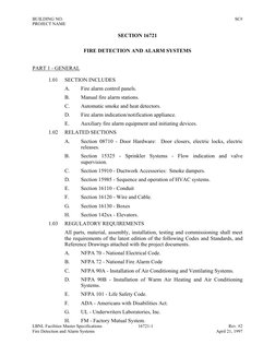 BUILDING NO. 
SC# 
PROJECT NAME 
LBNL Facilities Master Specifications 
16721-1 
Rev. #2 
Fire Detection and Alarm Systems 
A