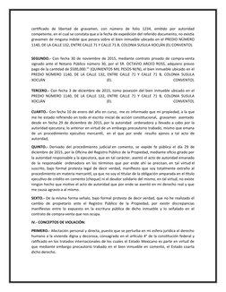 certificado  de  libertad  de  gravamen,  con  número  de  folio  1234,  emitido  por  autoridad
competente, en el cual se co