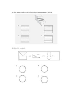 17. Con base en el objeto tridimensional, identifique la vista lateral derecha
18. Complete la analogía
