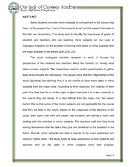Page | 4
ABSTRACT
Some students consider minor subjects as unimportant to the course they
have. In this present day, most of