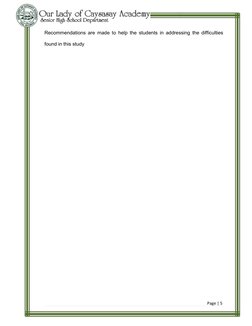 Page | 5
Recommendations are made to help the students in addressing the difficulties
found in this study
