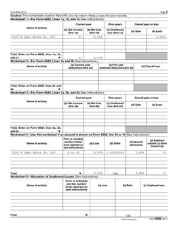 Form 8582 (2017)
Page 2 
Caution: The worksheets must be filed with your tax return. Keep a copy for your records.
Worksheet