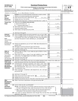 SCHEDULE A  
(Form 1040) 
Department of the Treasury  
Internal Revenue Service (99) 
Itemized Deductions
a Go to www.irs.gov