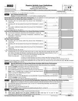 Form 8582 
Department of the Treasury  
Internal Revenue Service (99)
Passive Activity Loss Limitations
a See separate instru