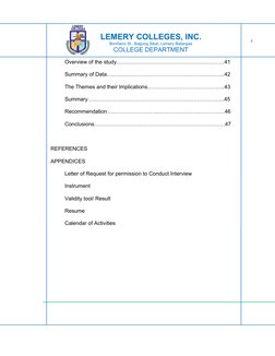 LEMERY COLLEGES, INC.
Bonifacio St., Bagong Sikat, Lemery Batangas
COLLEGE DEPARTMENT
Overview of the study………………………………………………