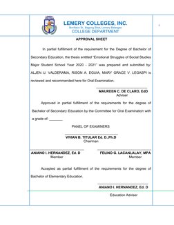 LEMERY COLLEGES, INC.
Bonifacio St., Bagong Sikat, Lemery Batangas
COLLEGE DEPARTMENT
APPROVAL SHEET
 In partial fulfillment