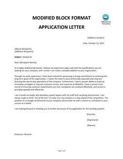 (https://www.allbusinesstemplates.com/)MODIFIED BLOCK FORMAT 
APPLICATION LETTER 
{{Address Sender}}
Date: October 22, 2021