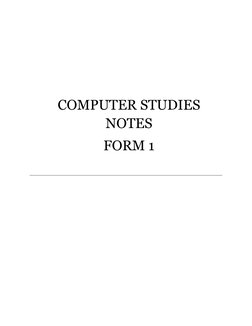 COMPUTER STUDIES
NOTES
FORM 1
