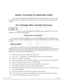 Introduction to Psychology Module 1 | PDF | Psychology | Behavior