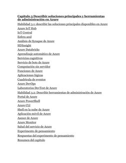 Capítulo 3 Describir soluciones principales y herramientas 
de administración en Azure  (https://learning.oreilly.com/library