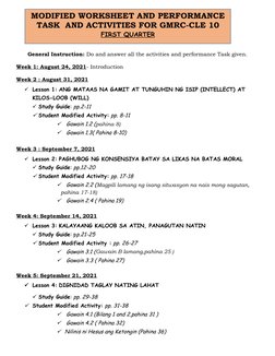 GMRC Activities and Performance Tasks | PDF | Teaching | Pedagogy