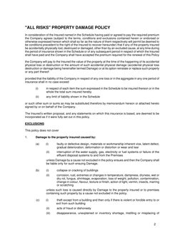 All Risks Property Damage Policy Wording | PDF | Arbitral Tribunal ...