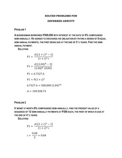 Deferred Annuity Sample Problem Solved Problems on Deferred Annuities | PDF | Present Value | Interest