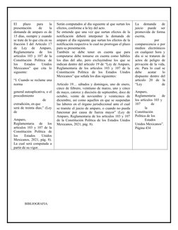 El 
plazo 
para 
la
presentación 
de 
la
demanda de amparo es de
15 días, siempre y cuando
se trate de lo que cita en su
frac