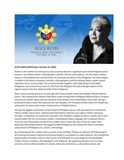 Alice Reyes: Mother of Contemporary Dance | PDF | Dances | Philippines