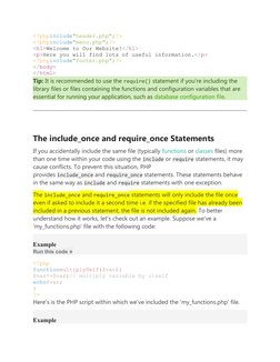 <?phpinclude"header.php";?>
<?phpinclude"menu.php";?>
<h1>Welcome to Our Website!</h1>
<p>Here you will find lots of useful i