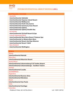 INTERCONTINENTAL GROUP HOTELS (IHG)
AUSTRALASIA / OCEANÍA
Australia
InterContinental Adelaide
InterContinental Hayman Isl