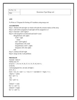 DAA Lab Manual for C Programming | PDF | Computer Programming ...