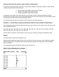 Rules for data sets that contain a large number of observations 
In summary, follow these basic rules when constructing a fre