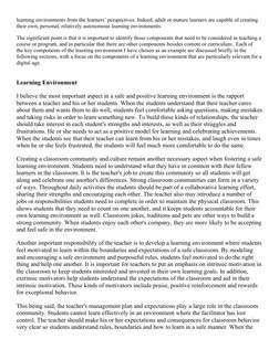 learning environments from the learners’ perspectives. Indeed, adult or mature learners are capable of creating 
their own, p