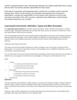 teacher's management plan is fair, consistent and organized, the students understand what to expect 
and can make wise choice