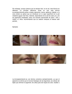 Sin embargo, aunque parezca que es tatuaje más, no es así, esta técnica es 
diferente. 
La 
principal 
diferencia 
recae 
en